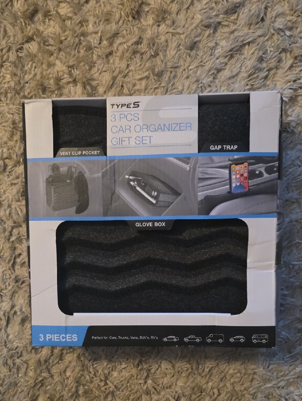 Type S 3 Piece Vehicle Organizer Set 58225 Universal Fit for All Vehicles